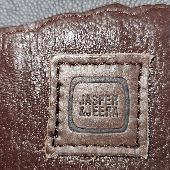 Jasper&Jeera for Anthropologie, Brown Leather Belt With Clear Beaded Design - Picture 4 of 4